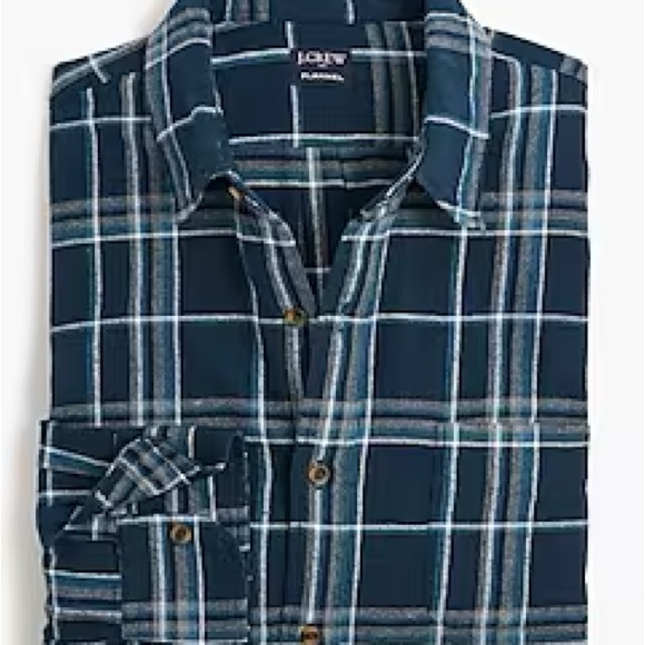 New JCrew flannel shirt in blue plaid.Xl - Picture 4 of 6